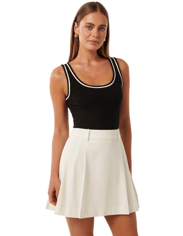 Rita Tipped Scoop Tank Top in Black image 3