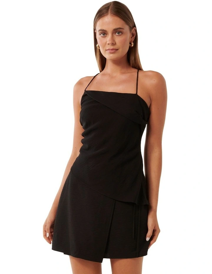 Jiana Draped Asymmetric Top in Black image 1