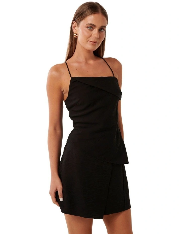 Jiana Draped Asymmetric Top in Black image 3