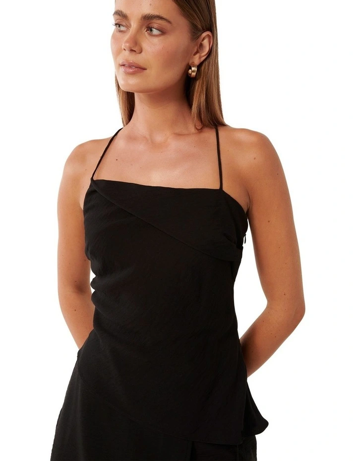 Jiana Draped Asymmetric Top in Black image 4