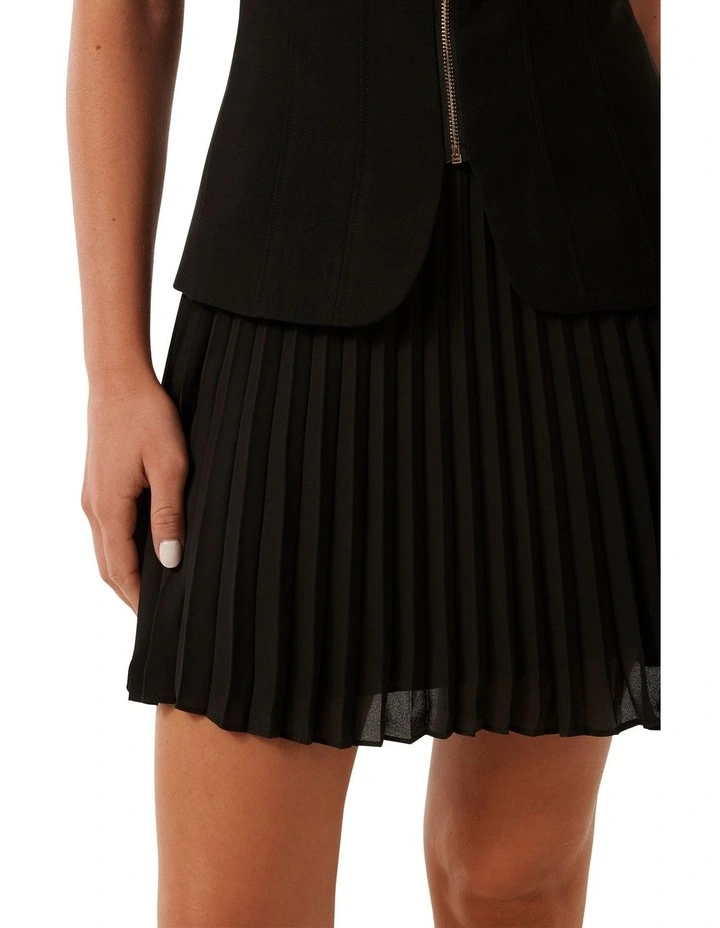 Leona Pleated Mini Skirt in Black image 4