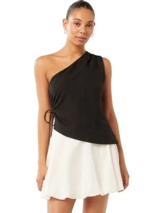 Noah One Shoulder Top in Black