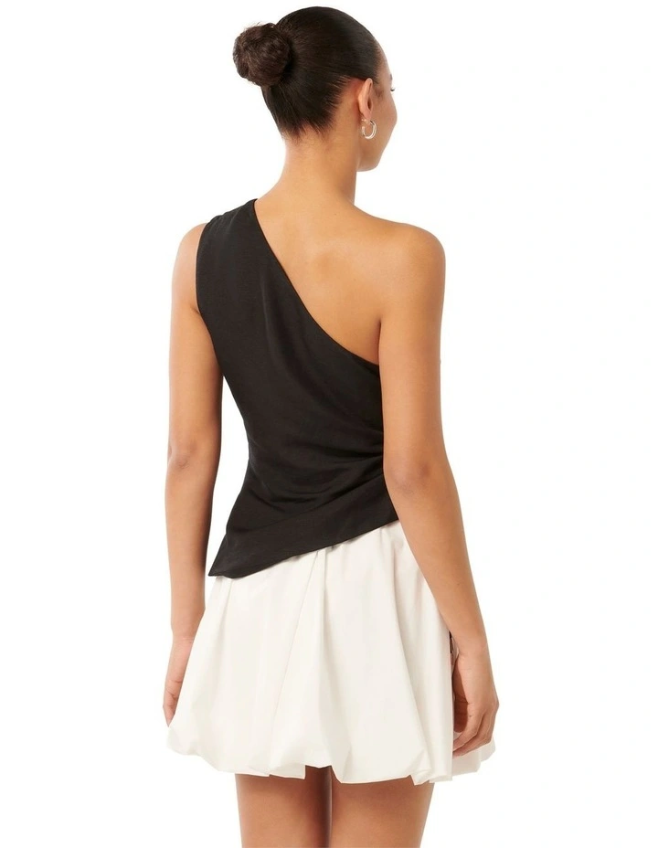 Noah One Shoulder Top in Black image 2