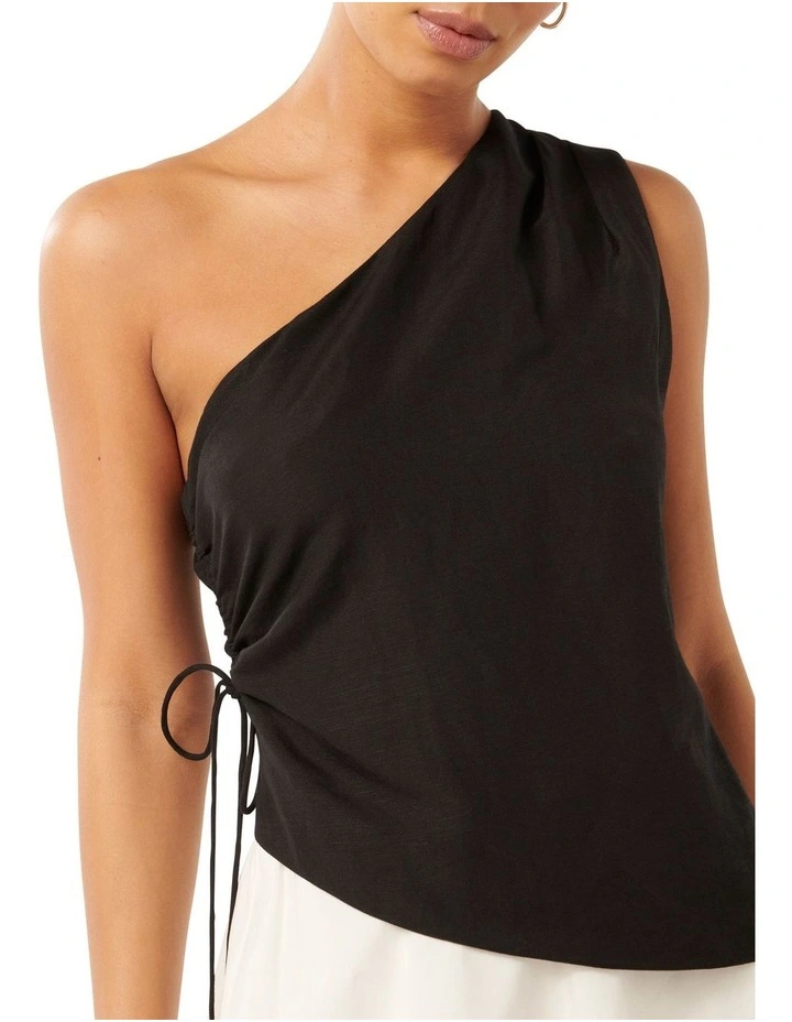 Noah One Shoulder Top in Black image 4