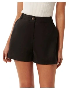 Olympia Linen Shorts in Black