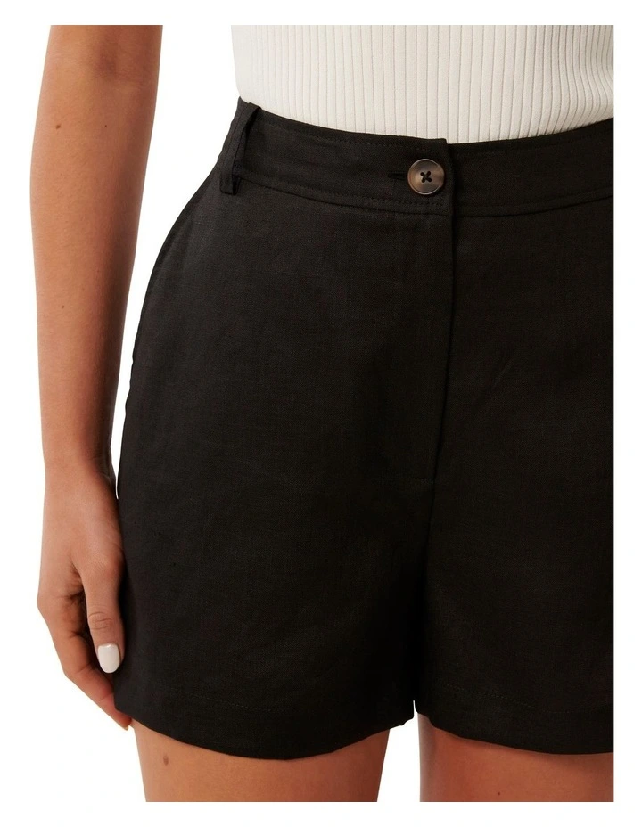 Olympia Linen Shorts in Black image 4