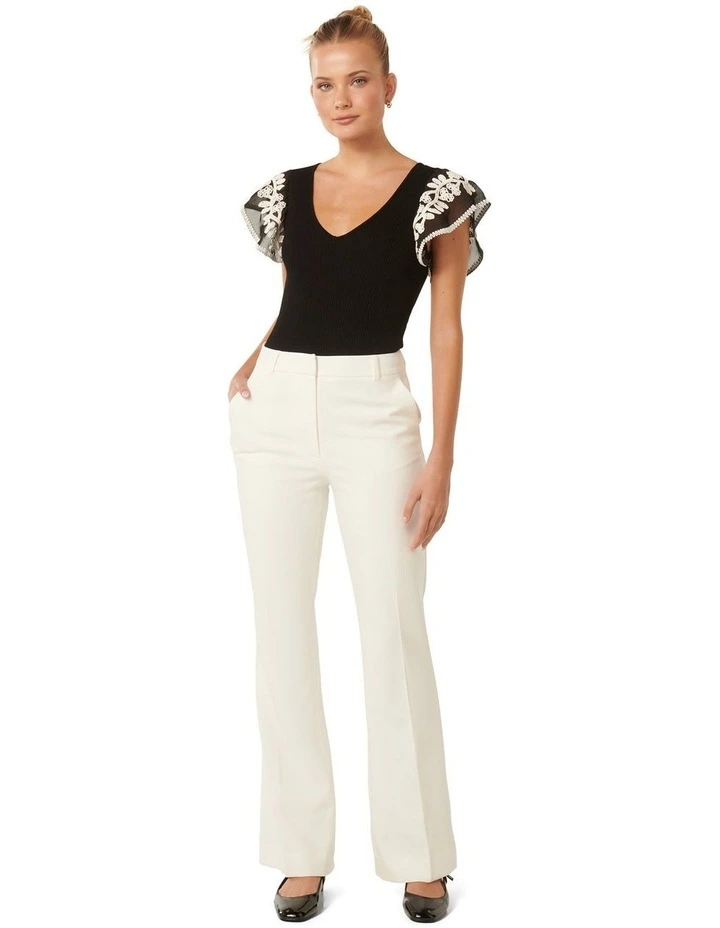 Elodie Frill Sleeves Knit Tank Top in Black image 5