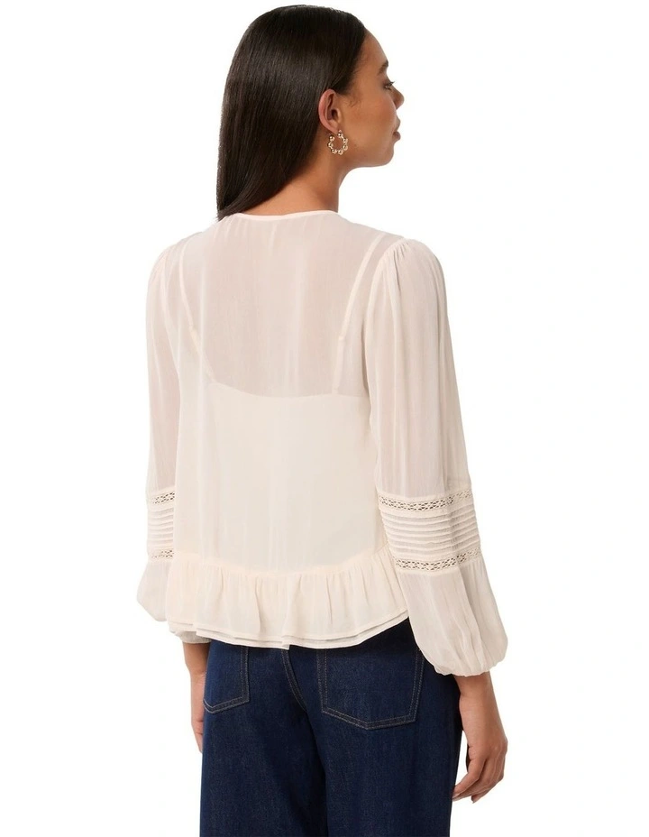 Hartley Lace Trim Top in Cream Pink image 2