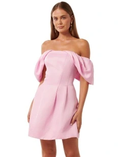 Jacquie Off Shoulder Mini Dress in Pink