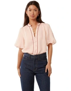 Perry Piping Blouse in Pink