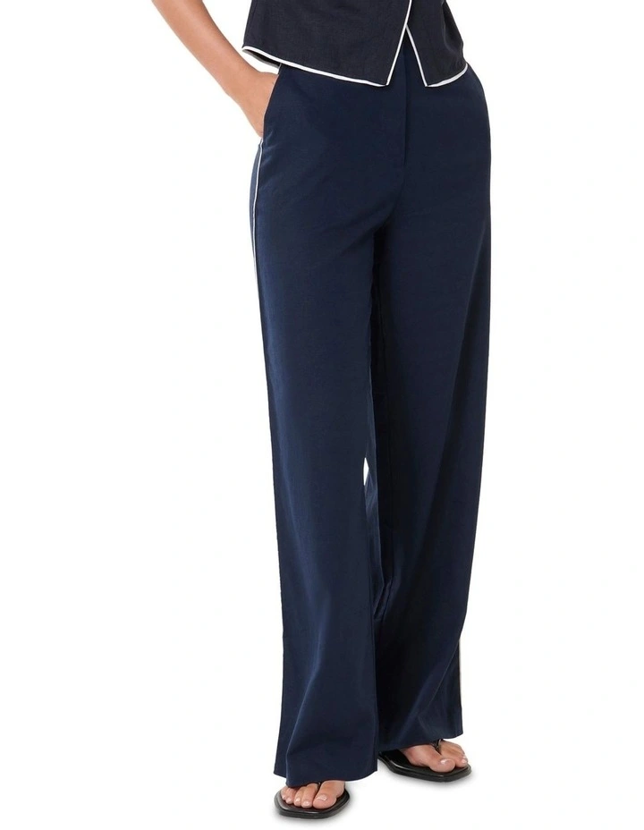 Nia Tipped Wide Leg Pants in Navy image 3