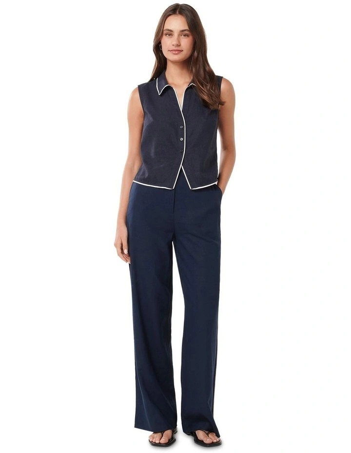 Nia Tipped Wide Leg Pants in Navy image 5