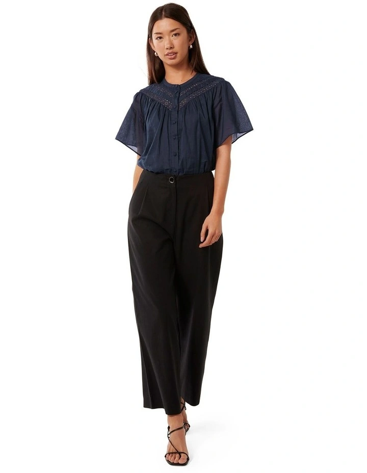 Luka Trimmed Yoke Blouse Top in Navy image 5