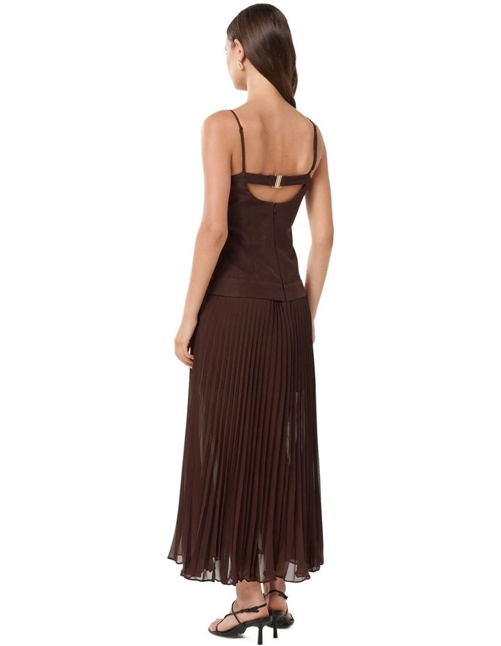 Nadia Dropped Waist Midi Dress in Brown image 2
