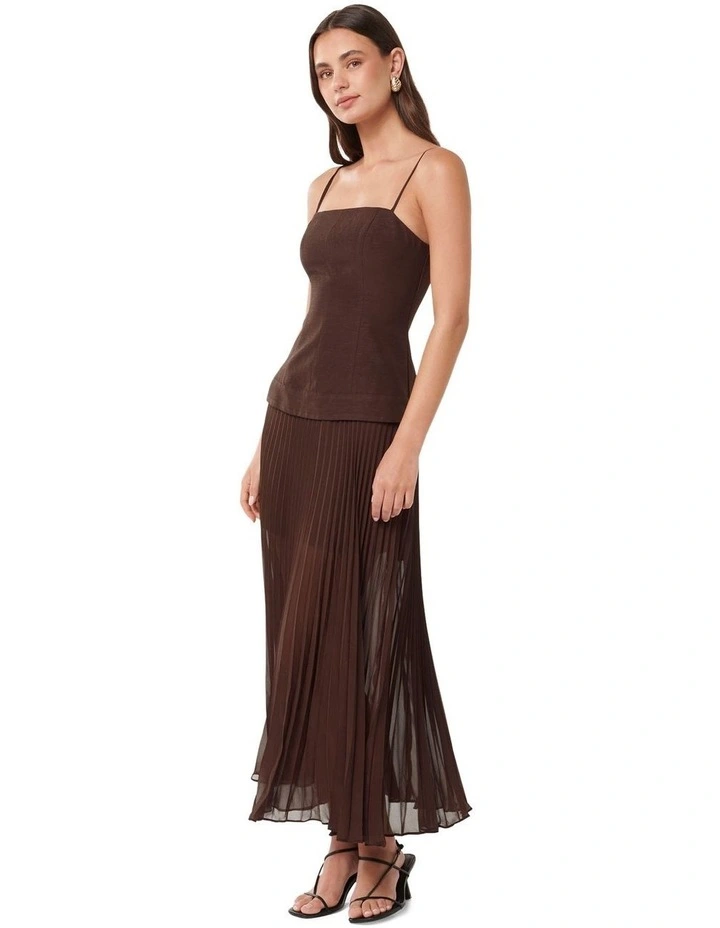 Nadia Dropped Waist Midi Dress in Brown image 3