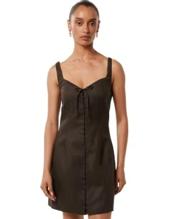 Monica Bow Front Hook And Eye Mini Dress in Brown