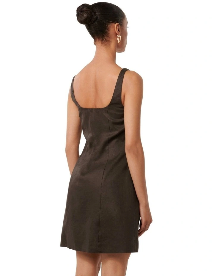 Monica Bow Front Hook And Eye Mini Dress in Brown image 2