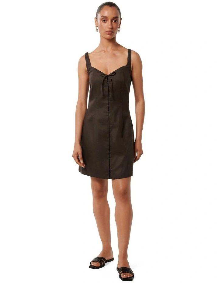 Monica Bow Front Hook And Eye Mini Dress in Brown image 5