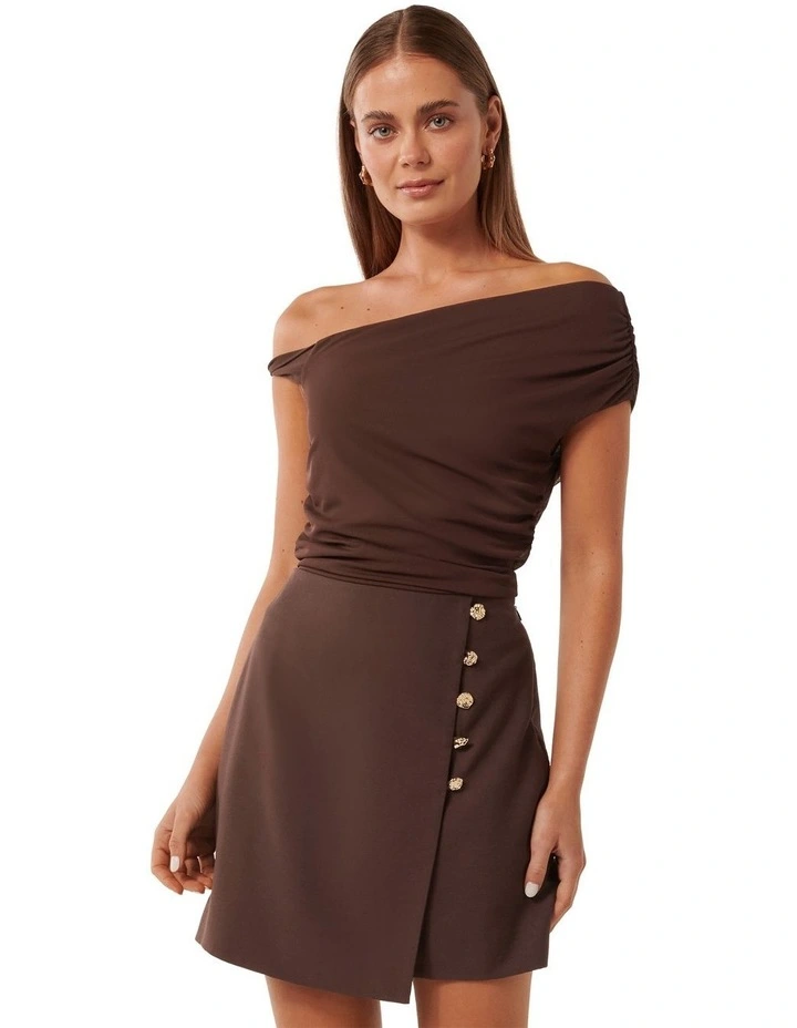 Mia Twist Side Top in Chestnut Brown image 1