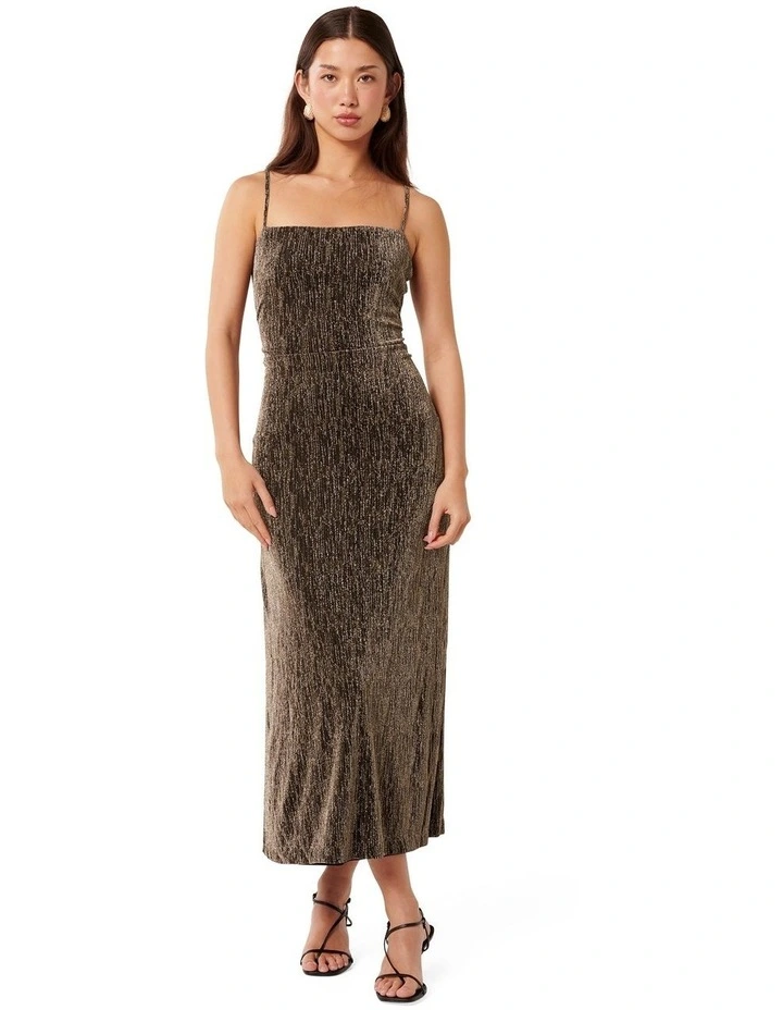 Kendra Glitter Jersey Maxi Dress in Brown image 1