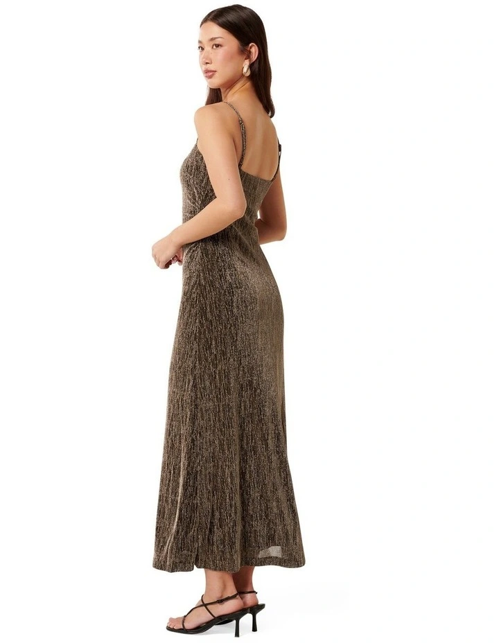 Kendra Glitter Jersey Maxi Dress in Brown image 2