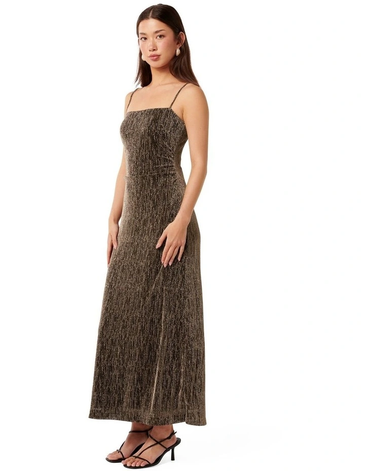 Kendra Glitter Jersey Maxi Dress in Brown image 3
