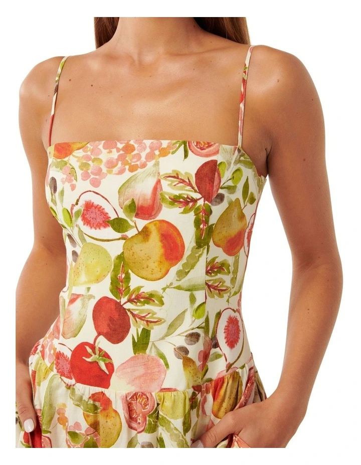Brooke Linen Drop Waist Midi Dress in Multi image 4