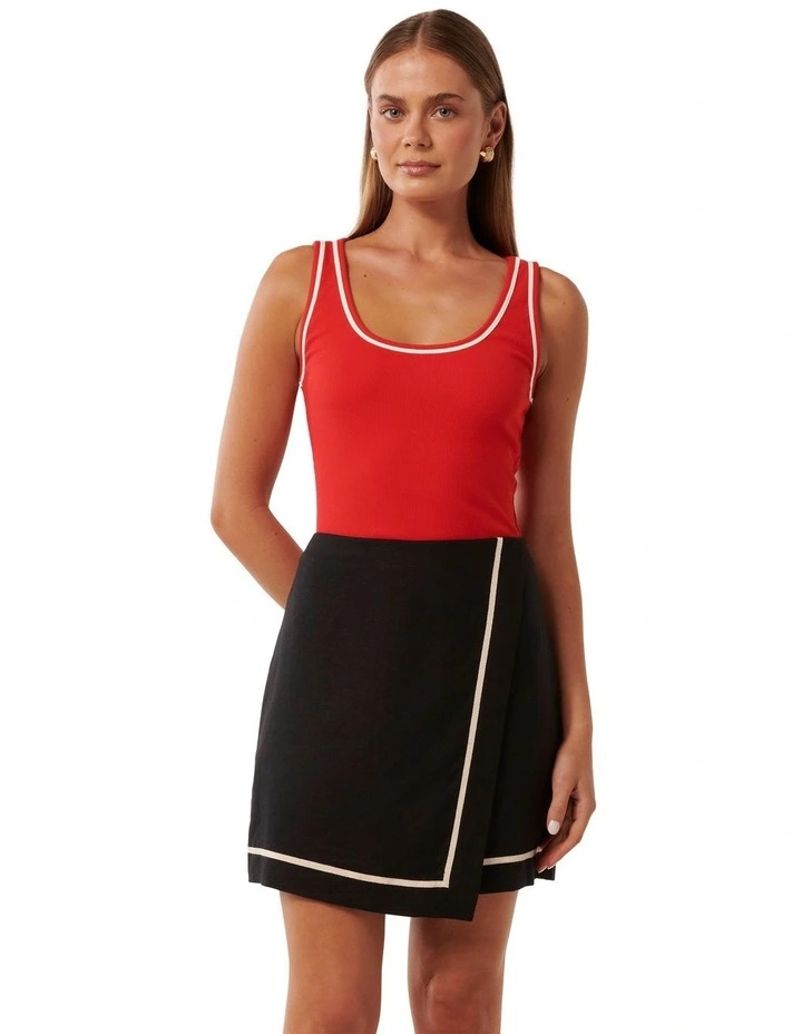 Rita Tipped Scoop Tank Top in Red image 1