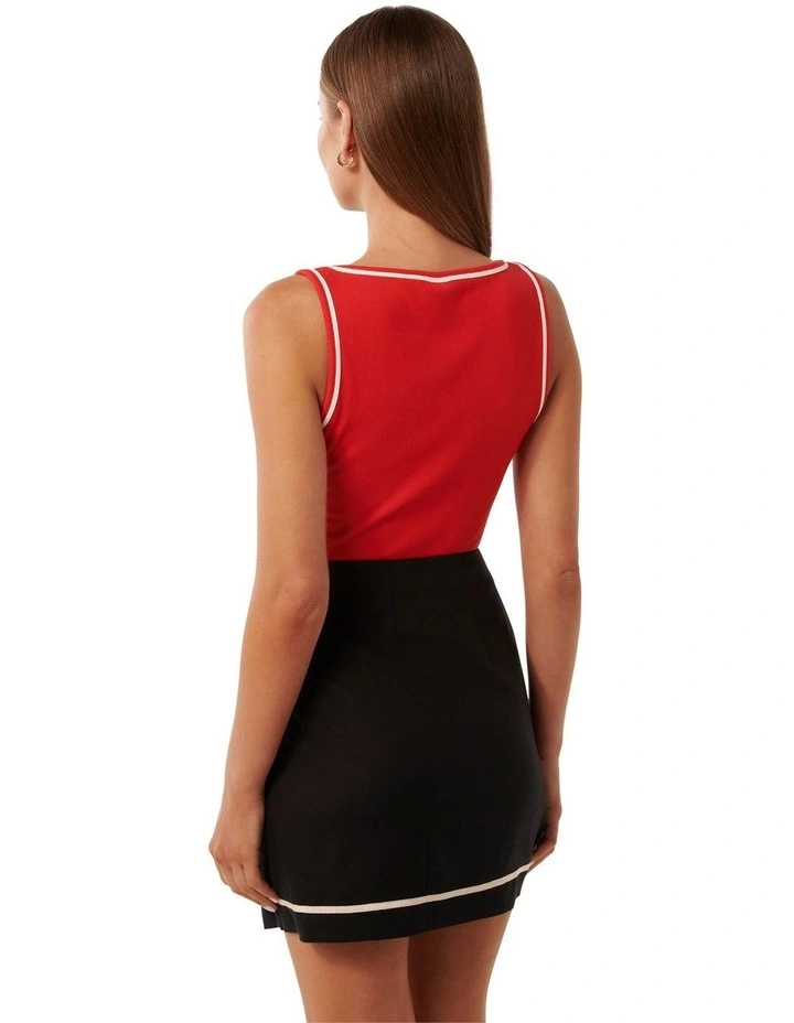 Rita Tipped Scoop Tank Top in Red image 2