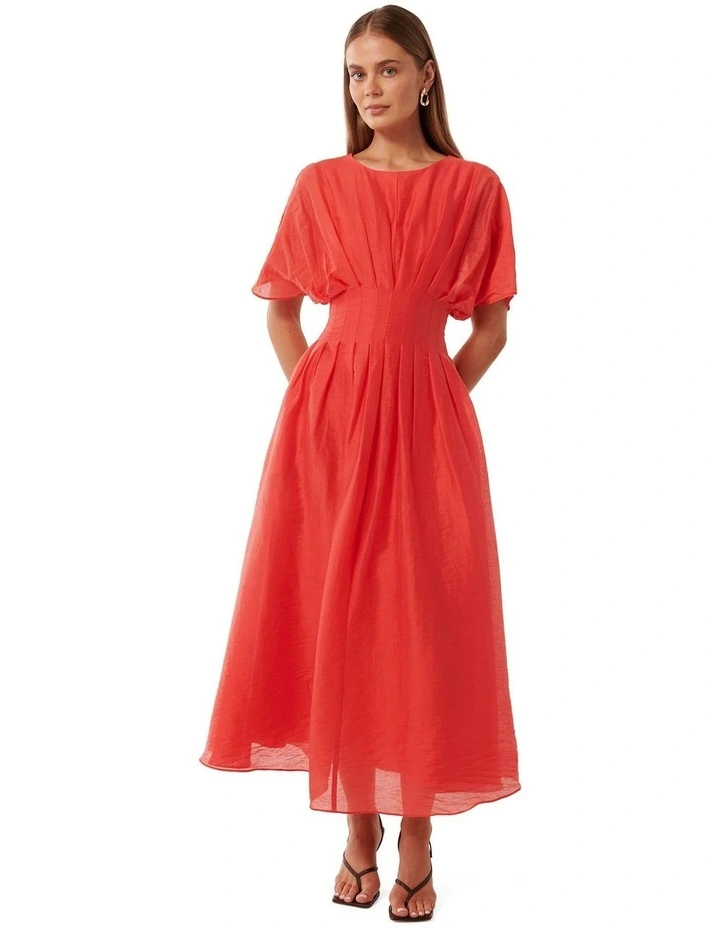 Eve Seam Detail Midi Dress in Red image 1