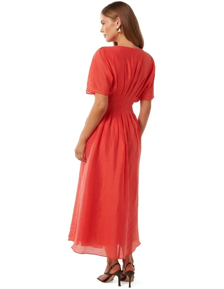 Eve Seam Detail Midi Dress in Red image 2