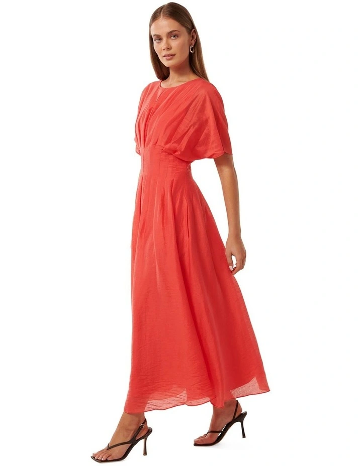 Eve Seam Detail Midi Dress in Red image 3