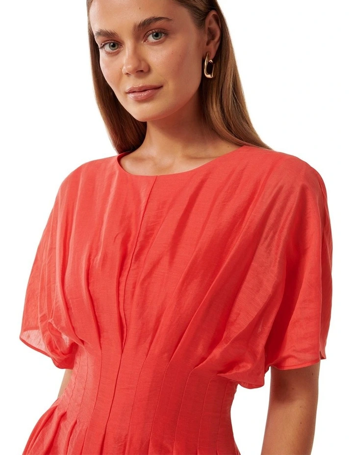 Eve Seam Detail Midi Dress in Red image 4