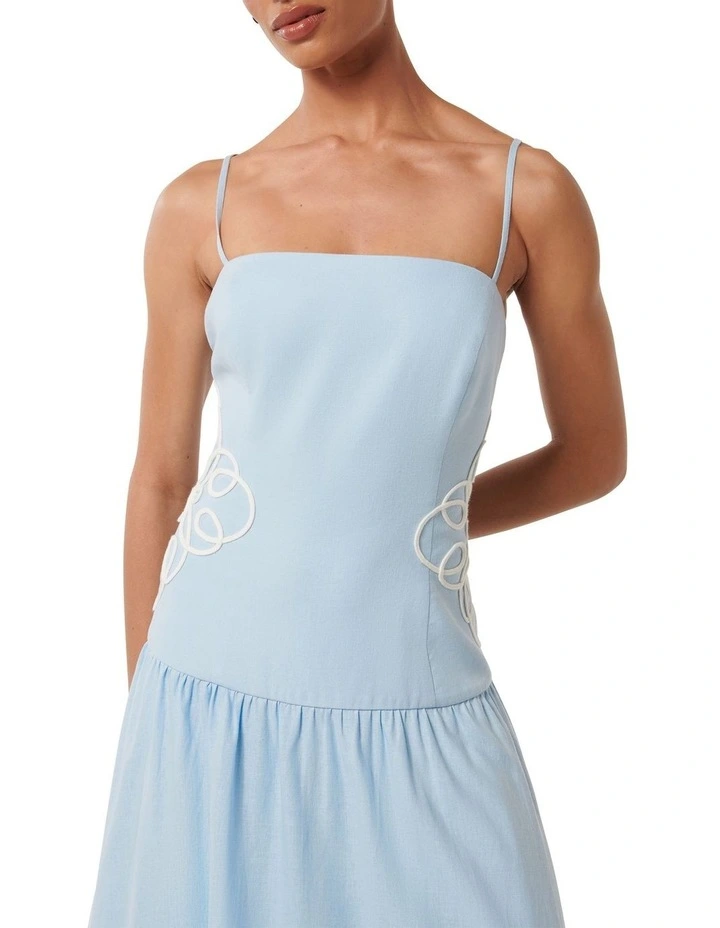 Arabelle Applique Linen Dress in Soft Blue image 4