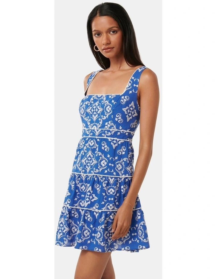 Rosalie Piping Mini Dress in Blue image 3