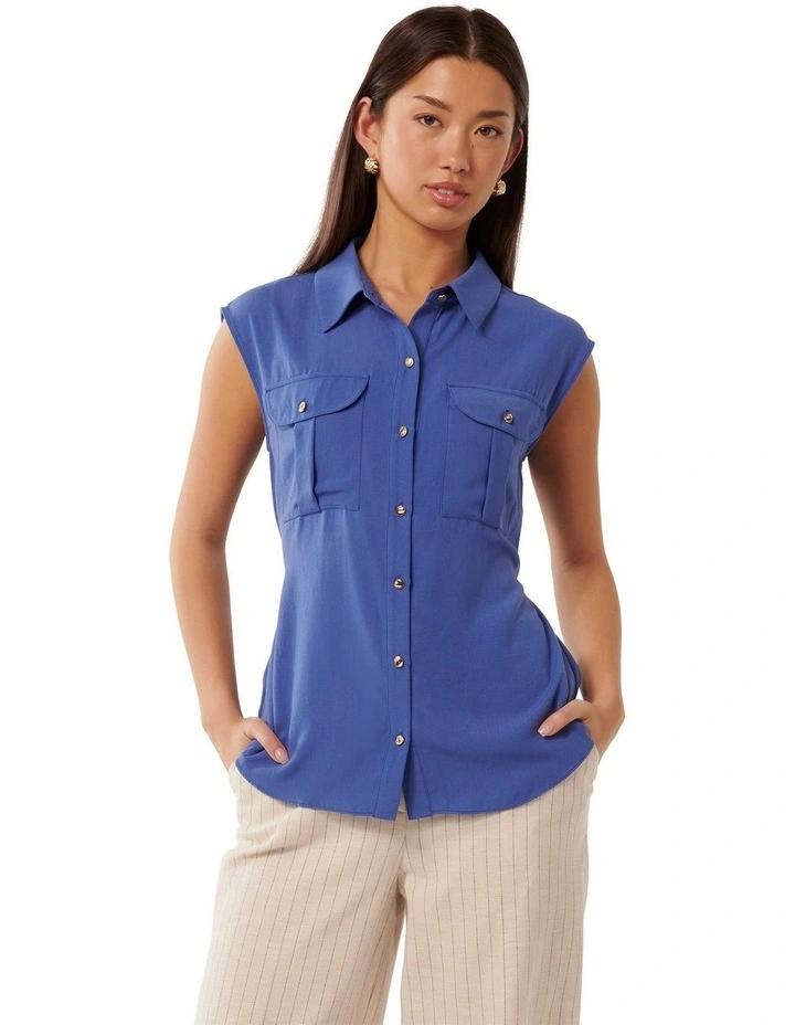 Alara Long Cinched Shirt in Baja Blue image 1