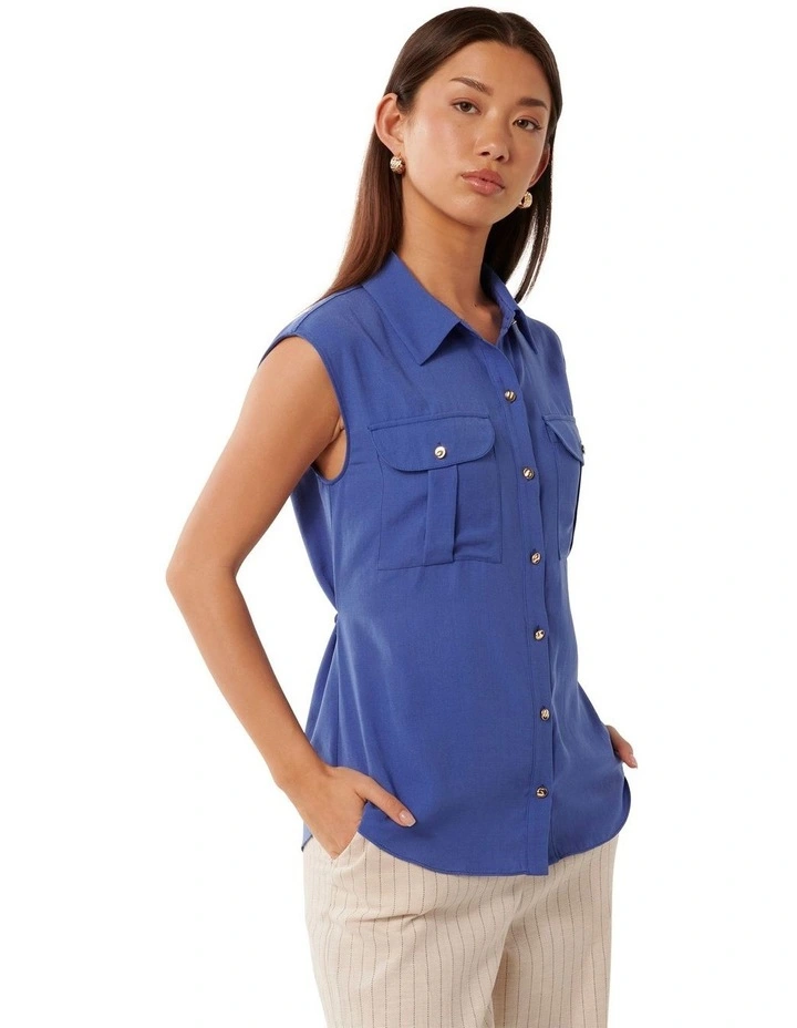 Alara Long Cinched Shirt in Baja Blue image 3