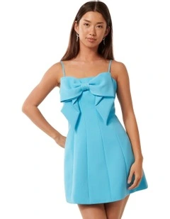 Hayley Bow Front Mini Dress in Blue