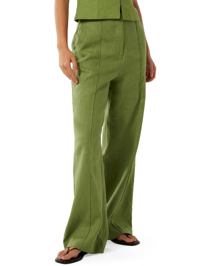 Posey Linen Wide Leg Pants in Green image 3