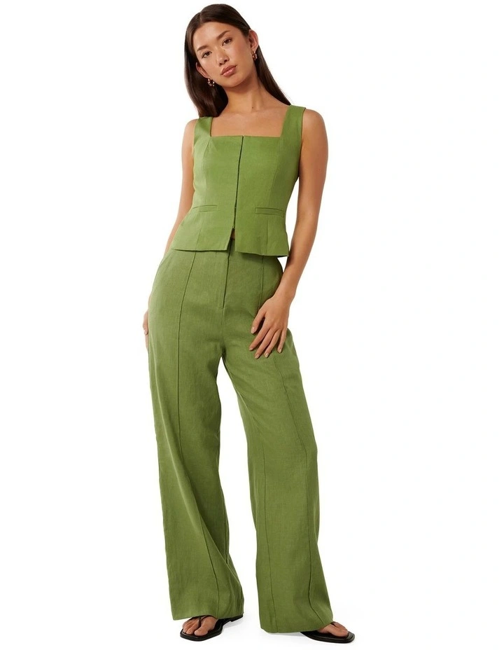 Posey Linen Wide Leg Pants in Green image 5
