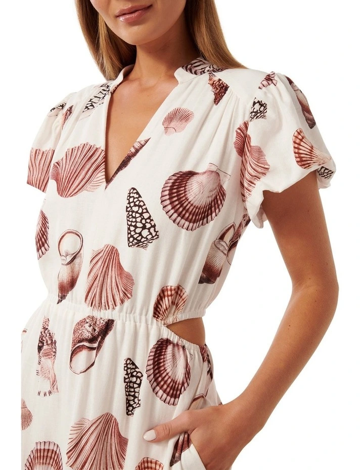 Jacqueline Puff Sleeves Tiered Midi Dress in Multi image 4