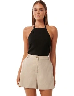 Olympia Linen Shorts in Beige