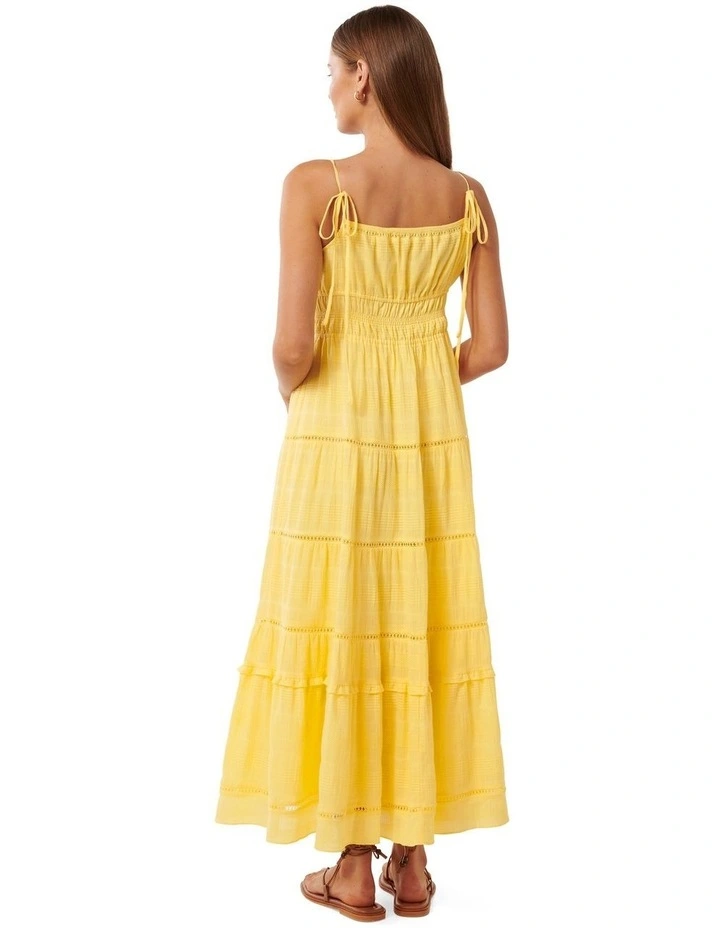 Amelia Textured Strappy Midi Dress in Yellow image 2