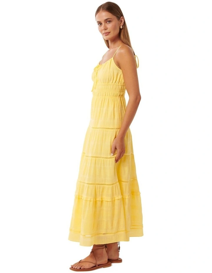 Amelia Textured Strappy Midi Dress in Yellow image 3