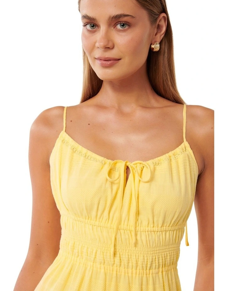 Amelia Textured Strappy Midi Dress in Yellow image 4