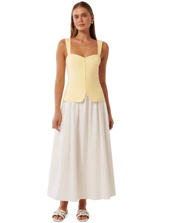 Carly 2 in 1 Hook and Eye Midi Dress in Lemon/Porcelain image 1