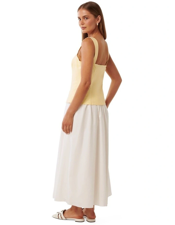 Carly 2 in 1 Hook and Eye Midi Dress in Lemon/Porcelain image 2