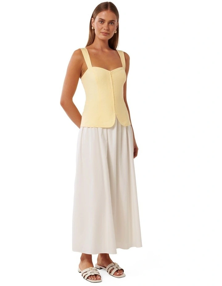 Carly 2 in 1 Hook and Eye Midi Dress in Lemon/Porcelain image 3