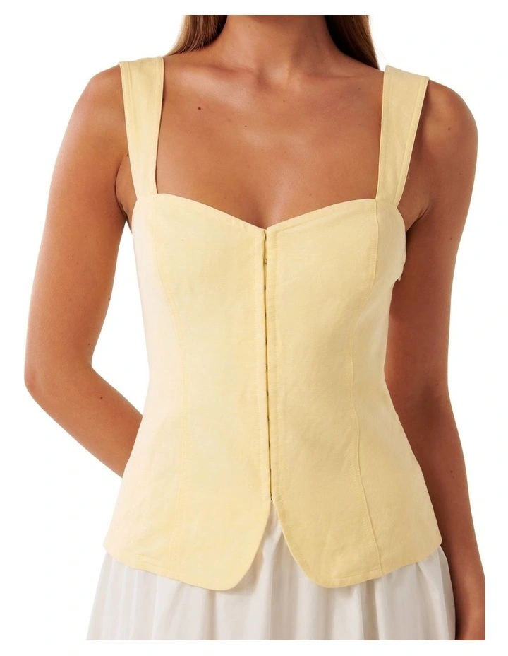 Carly 2 in 1 Hook and Eye Midi Dress in Lemon/Porcelain image 4