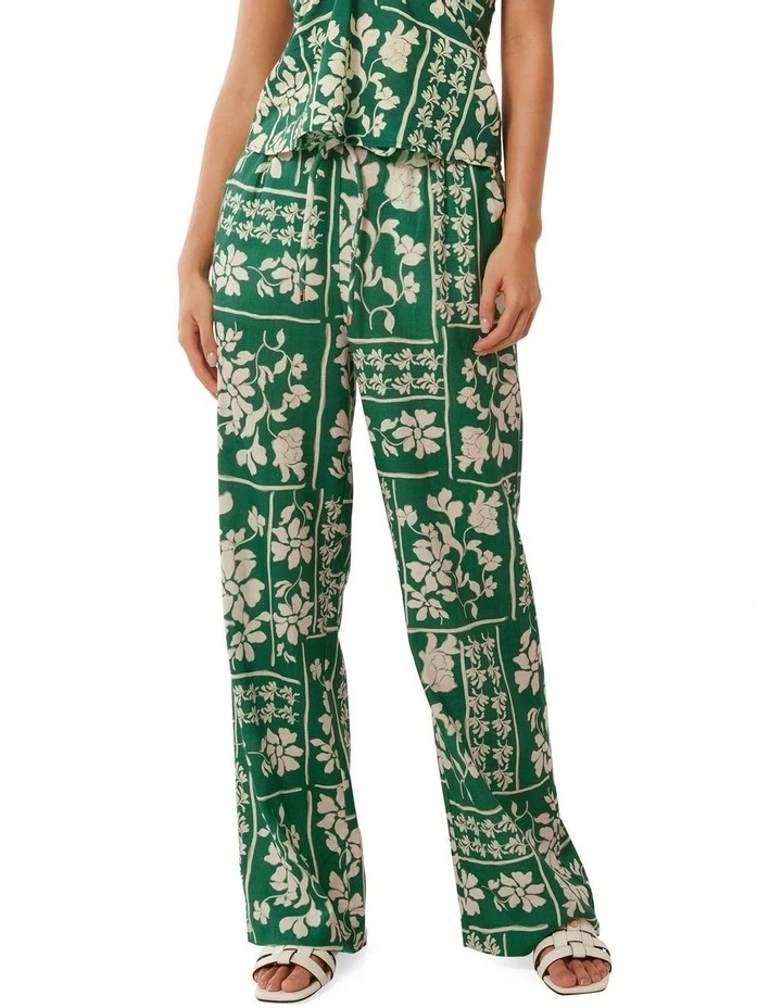 Fallon Printed Wide Leg Pants in Green image 1